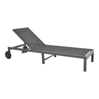 Șezlong din aluminiu si textilenă Model Mailo, Gri închis, 71x206x30 cm