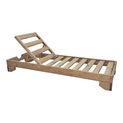 Șezlong din lemn masiv de brad Model Fendy, Nuc, 71.5x200x24 cm
