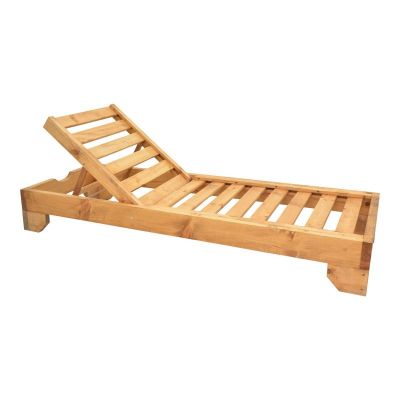 Șezlong din lemn masiv de brad Model Zalka, Natural, 66x197x28 cm