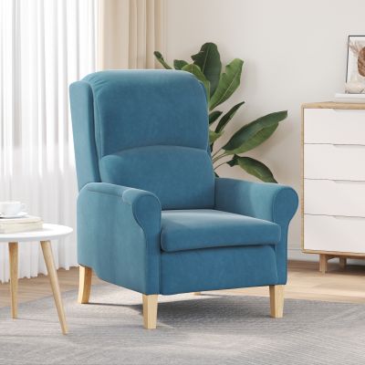 Gossi fotoliu albastru albastru tesatura, lemn standard ergonomic