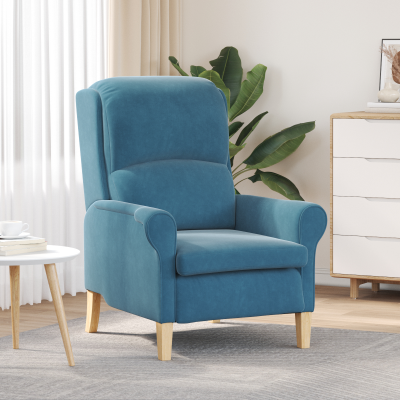 Gossi fotoliu albastru albastru tesatura, lemn standard ergonomic