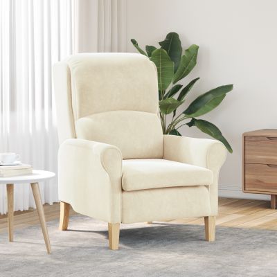 Gossi fotoliu crem crem tesatura si lemn mediu scaun ergonomic elegant