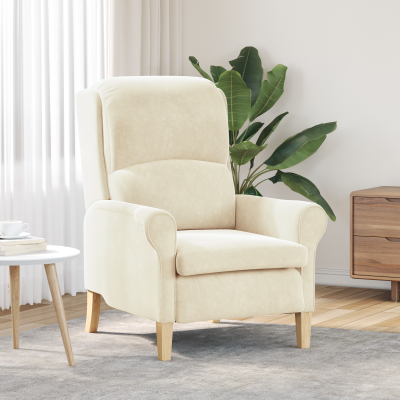 Gossi fotoliu crem crem tesatura si lemn mediu scaun ergonomic elegant