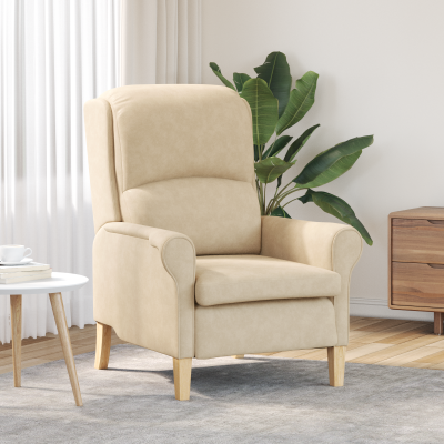 Gossi fotoliu crem crem tesatura si lemn standard ergonomic