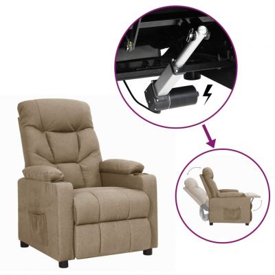 Gossi fotoliu cu ridicare, gri taupe, material textil