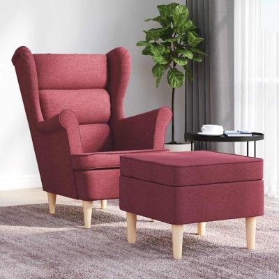 Gossi fotoliu cu taburet pentru picioare, rosu vin, material textil