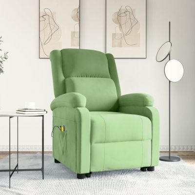 Gossi fotoliu de masaj cu ridicare, verde deschis, catifea