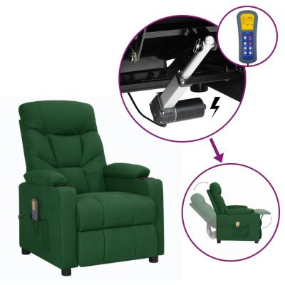 Gossi fotoliu de masaj cu ridicare, verde inchis, material textil