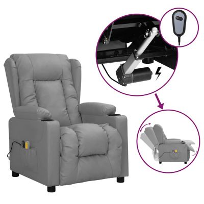 Gossi fotoliu de masaj electric, gri, piele ecologica
