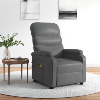 Gossi fotoliu de masaj electric, gri, piele ecologica