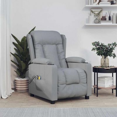 Gossi fotoliu de masaj electric rabatabil, gri deschis, textil