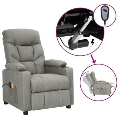 Gossi fotoliu de masaj electric rabatabil, gri deschis, textil