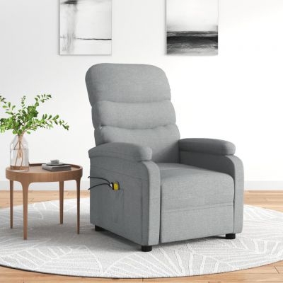 Gossi fotoliu de masaj electric rabatabil, gri deschis, textil