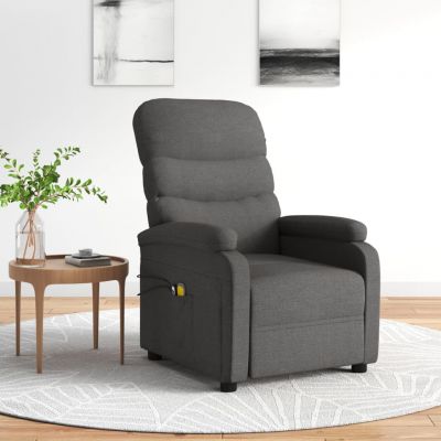 Gossi fotoliu de masaj electric rabatabil, gri inchis, textil