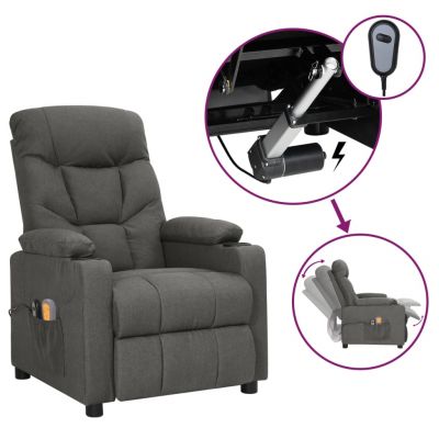 Gossi fotoliu de masaj electric rabatabil, gri inchis, textil