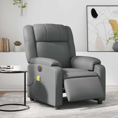 Gossi fotoliu de masaj electric rabatabil, gri, piele ecologica