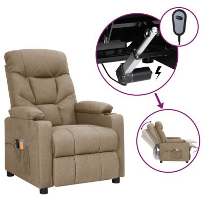 Gossi fotoliu de masaj electric rabatabil, gri taupe, textil
