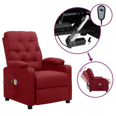 Gossi fotoliu de masaj electric rabatabil, rosu vin, textil