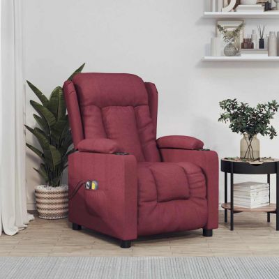 Gossi fotoliu de masaj electric rabatabil, rosu vin, textil