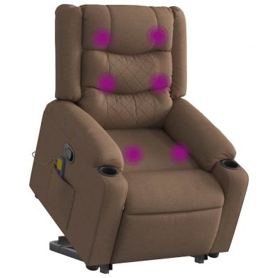 Gossi fotoliu de masaj rabatabil cu ridicare, maro, textil