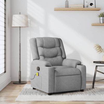 Gossi fotoliu de masaj rabatabil, gri deschis, textil