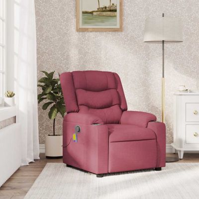 Gossi fotoliu de masaj rabatabil, rosu vin, material textil