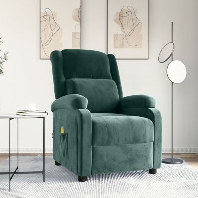 Gossi fotoliu de masaj, verde inchis, catifea