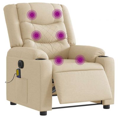 Gossi fotoliu electric de masaj rabatabil, crem, textil
