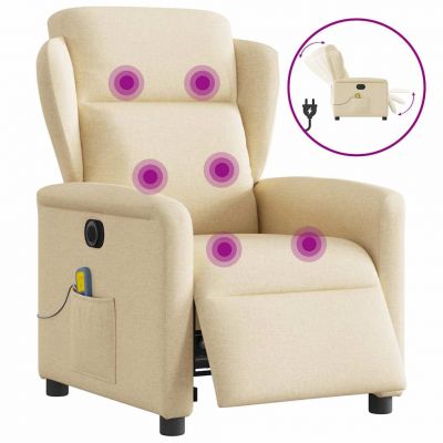 Gossi fotoliu electric de masaj rabatabil, crem, textil