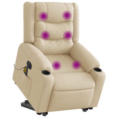 Gossi fotoliu electric de masaj rabatabil cu ridicare, crem, textil