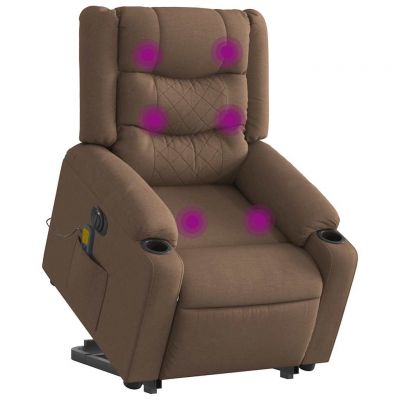 Gossi fotoliu electric de masaj rabatabil cu ridicare, maro, textil