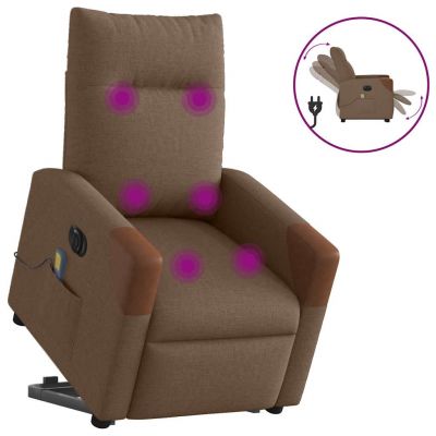 Gossi fotoliu electric de masaj rabatabil cu ridicare, maro, textil