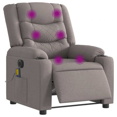 Gossi fotoliu electric de masaj rabatabil, gri taupe, textil