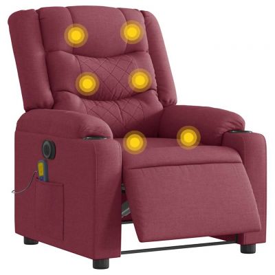 Gossi fotoliu electric de masaj rabatabil, rosu vin, textil
