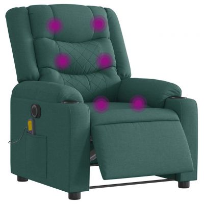 Gossi fotoliu electric de masaj rabatabil, verde inchis, textil