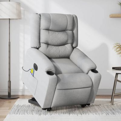 Gossi fotoliu electric masaj rabatabil cu ridicare, gri inchis textil