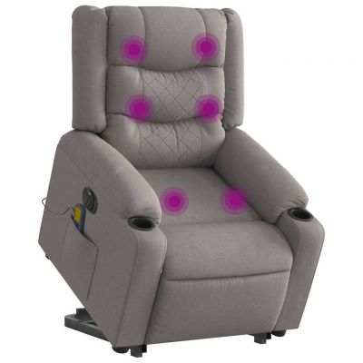 Gossi fotoliu electric masaj rabatabil cu ridicare, gri taupe, textil