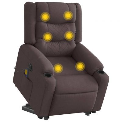 Gossi fotoliu electric masaj rabatabil cu ridicare maro inchis textil