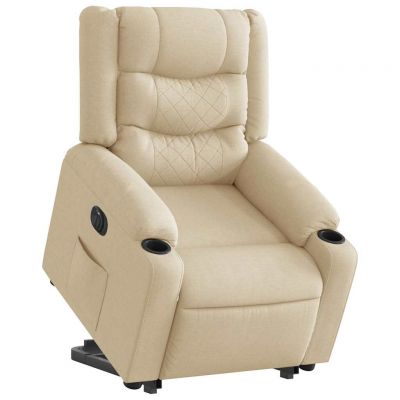 Gossi fotoliu electric rabatabil cu ridicare, crem, textil