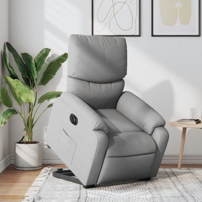 Gossi fotoliu electric rabatabil cu ridicare, gri deschis, textil