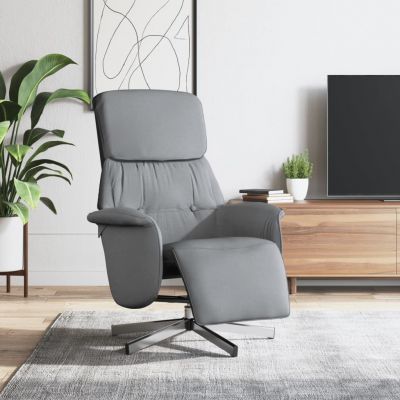 Gossi fotoliu rabatabil cu suport de picioare, gri deschis, textil