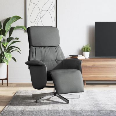 Gossi fotoliu rabatabil cu suport de picioare, gri inchis, textil