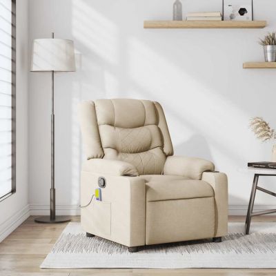 Gossi fotoliu rabatabil de masaj, crem, material textil