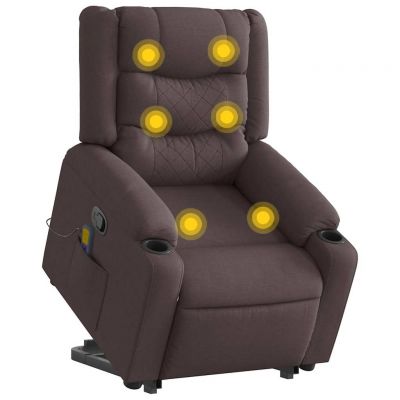 Gossi fotoliu rabatabil de masaj, cu ridicare, maro inchis, textil