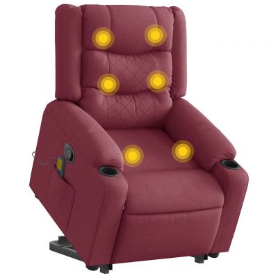Gossi fotoliu rabatabil de masaj cu ridicare, rosu vin, textil