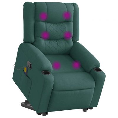 Gossi fotoliu rabatabil de masaj, cu ridicare, verde inchis, textil