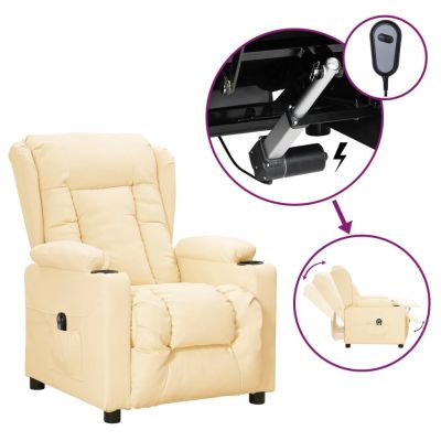 Gossi fotoliu rabatabil electric, crem, piele ecologica