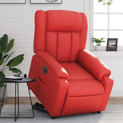 Gossi fotoliu rabatabil electric cu ridicare, rosu, piele ecologica
