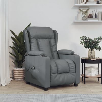 Gossi fotoliu rabatabil electric, gri, piele ecologica