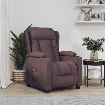 Gossi fotoliu rabatabil electric, maro inchis, material textil
